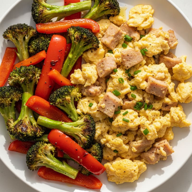 Hearty Scrambled Eggs with Roasted Vegetables