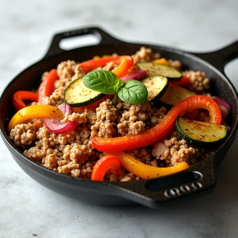 Savory Ground Turkey Skillet with Roasted Mixed Vegetables