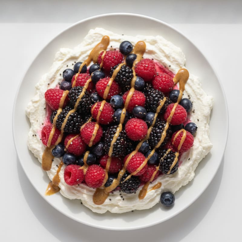 Silky Greek Yogurt Protein Mousse with Mixed Berries
