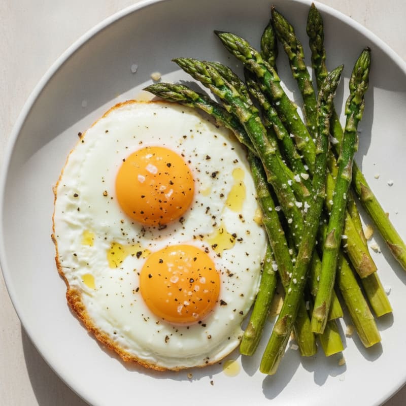Baked Eggs with Roasted Asparagus