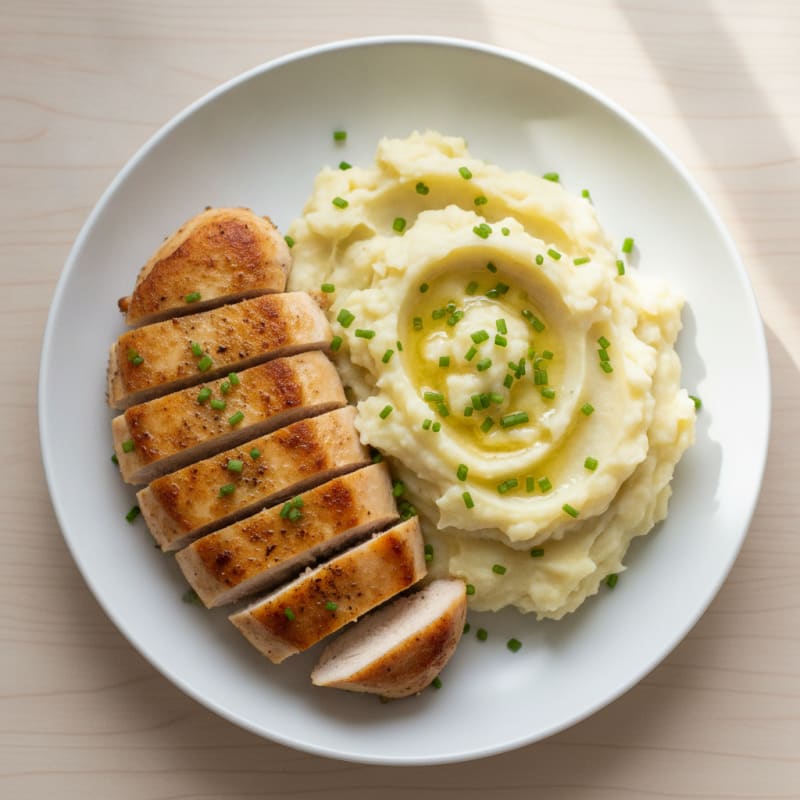 Buttery Garlic Mashed Potatoes with Herbed Chicken