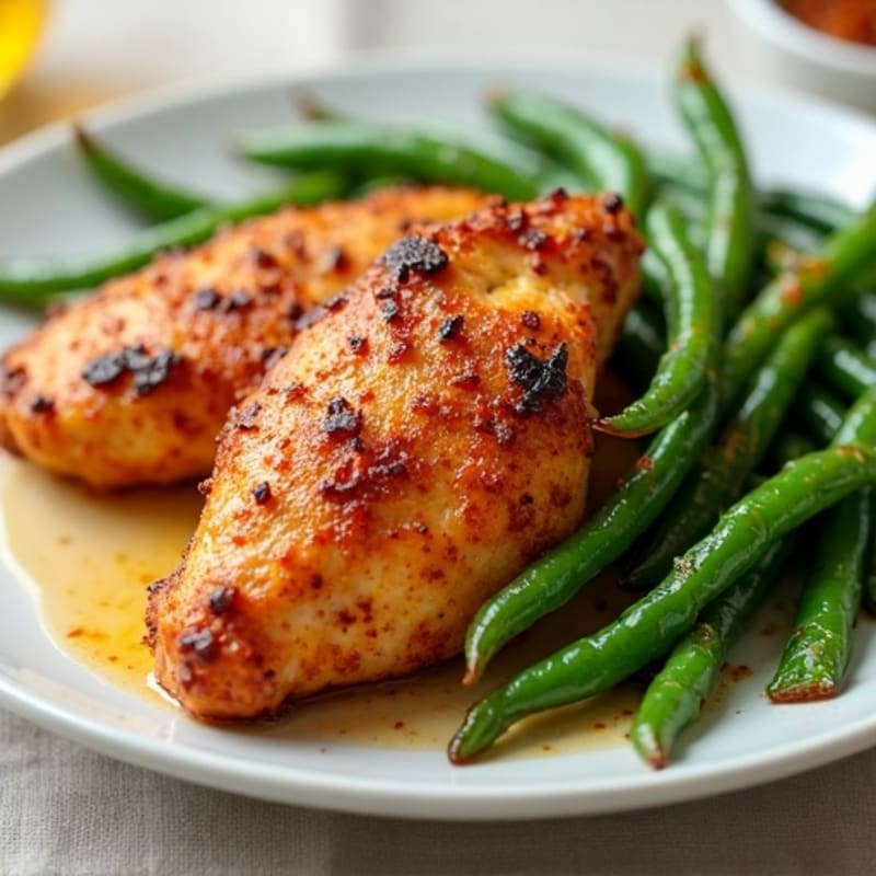 Crispy Buttermilk-Brined Baked Chicken with Roasted Green Beans
