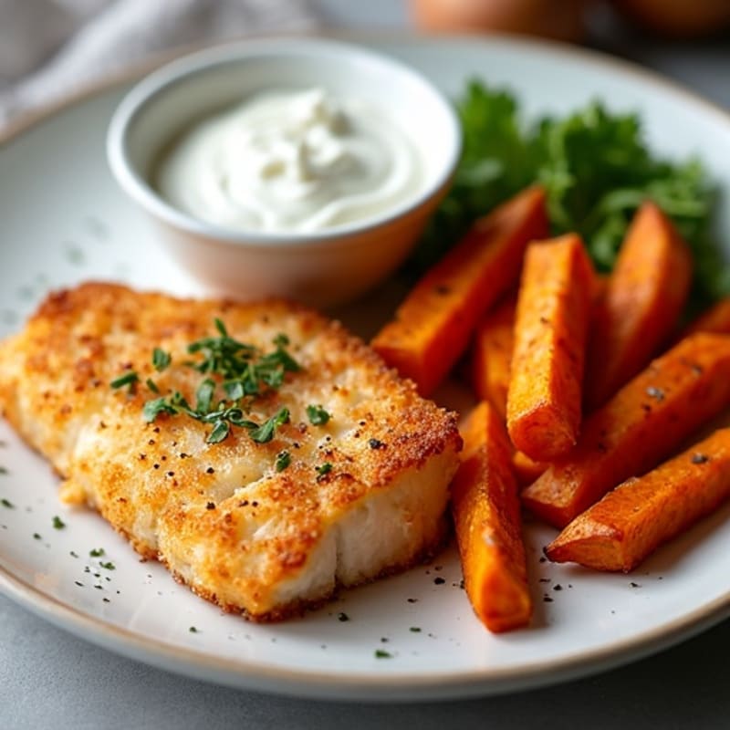 Crispy Baked Cod with Roasted Sweet Potato Fries