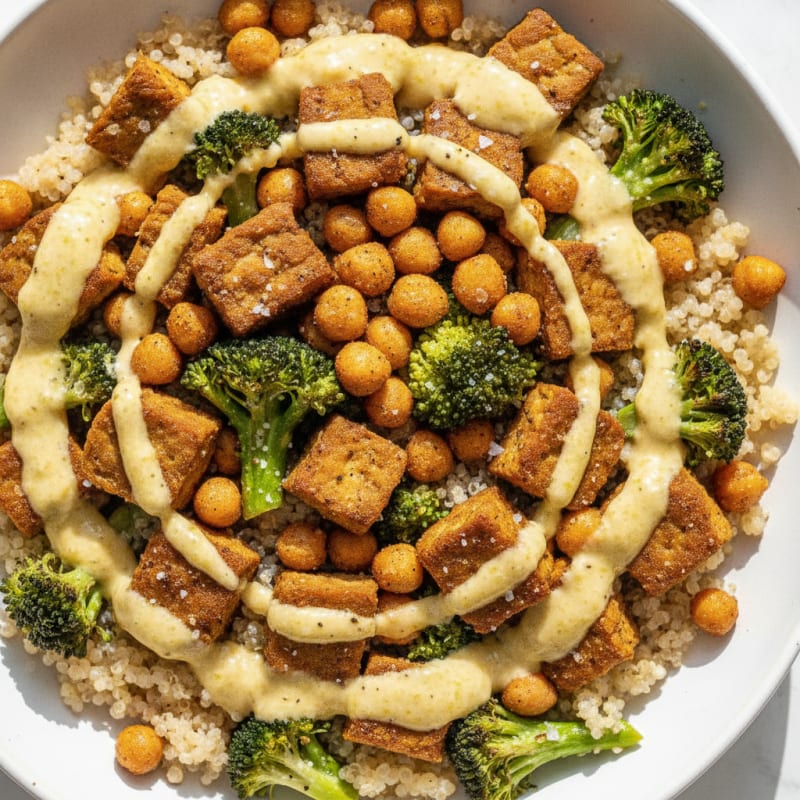 Roasted Vegetable and Chickpea Grain Bowl