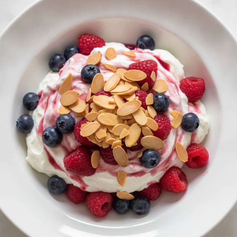 Greek Yogurt Protein Parfait with Mixed Berries and Almonds