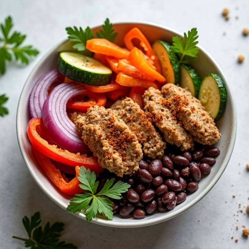 Spiced Ground Turkey and Roasted Vegetable Bowl