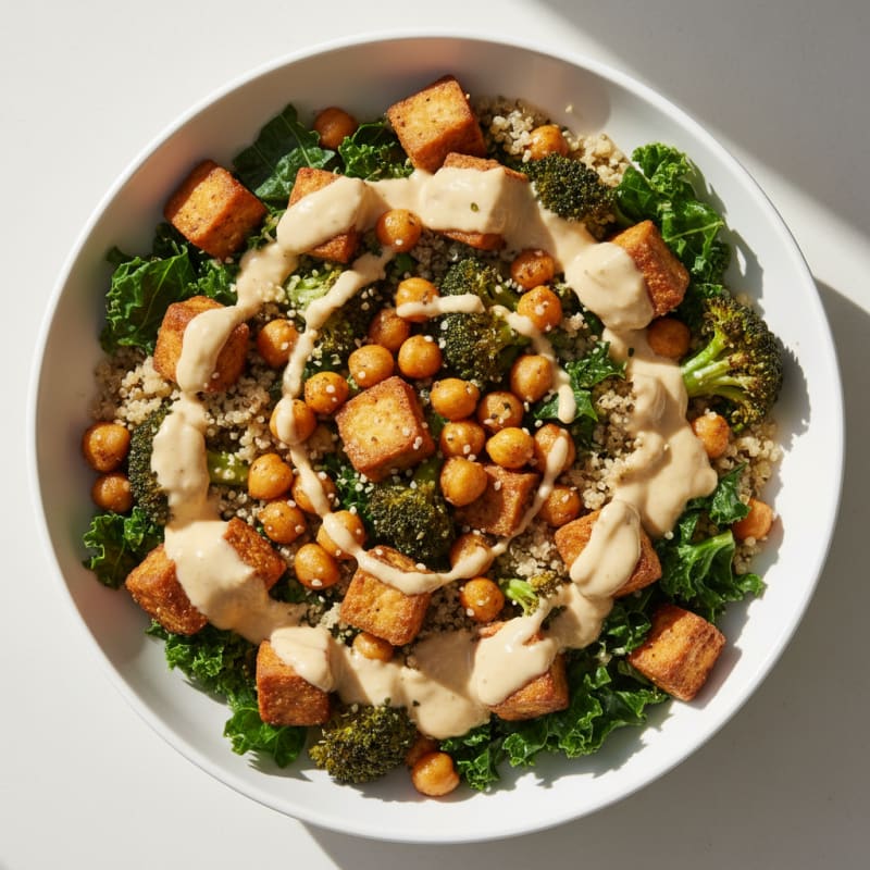 Roasted Vegetable Buddha Bowl with Tahini Dressing