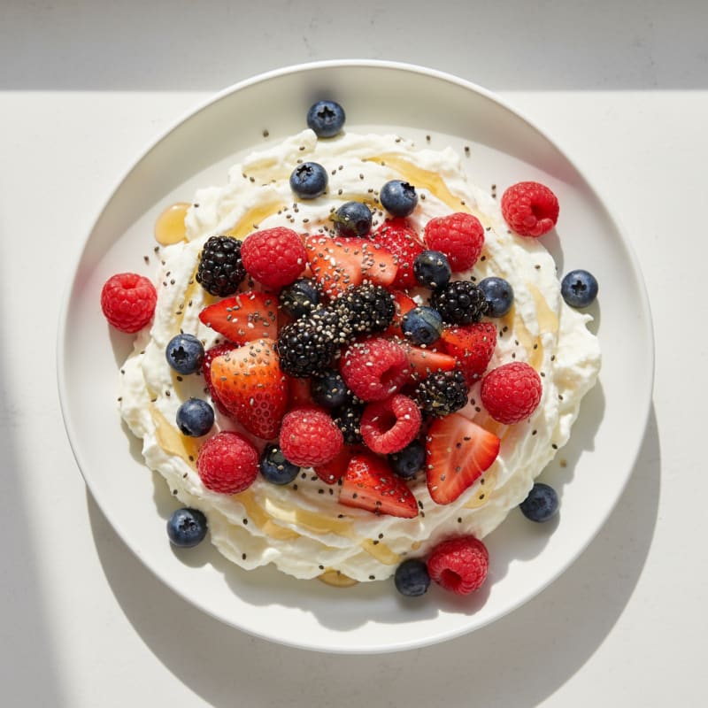 Creamy Greek Yogurt Protein Mousse with Mixed Berries