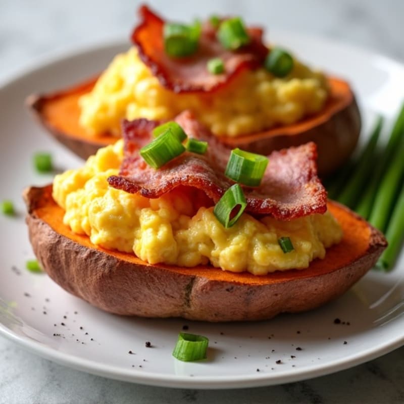 Crispy Bacon-Loaded Sweet Potato Boats