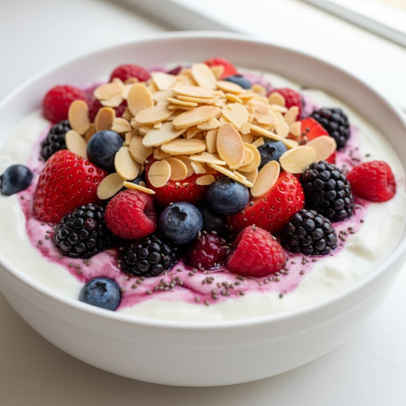 Greek Yogurt Protein Parfait with Mixed Berries