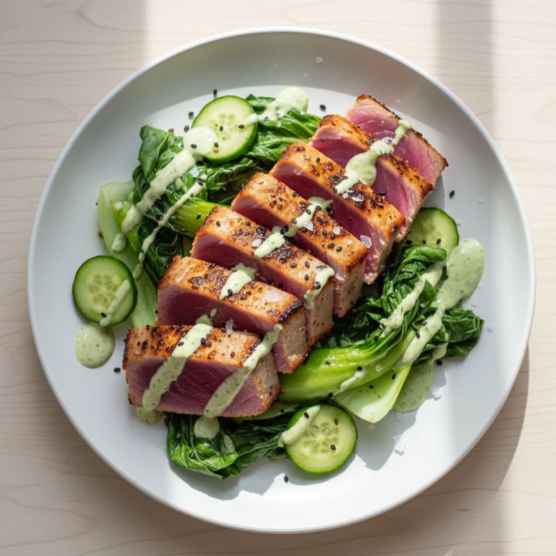 Pan-Seared Ahi Tuna with Wasabi Mayo