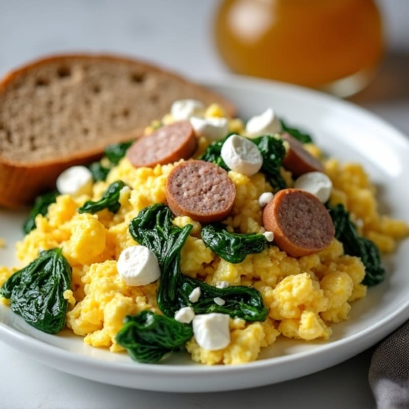 Egg White and Spinach Scramble with Turkey Sausage