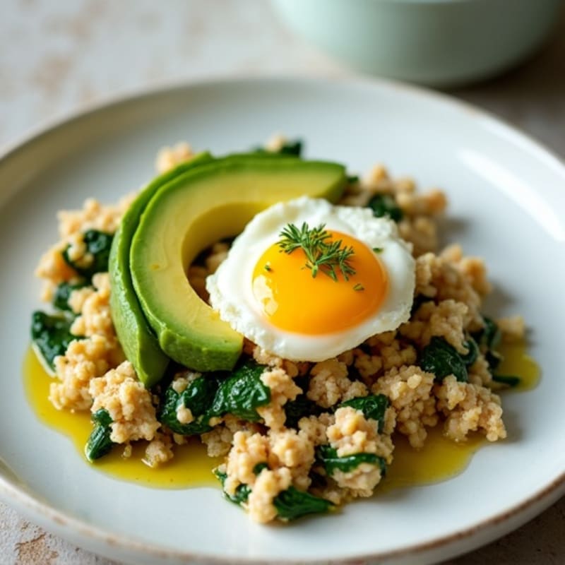 Turkey Spinach Scramble with Cottage Cheese