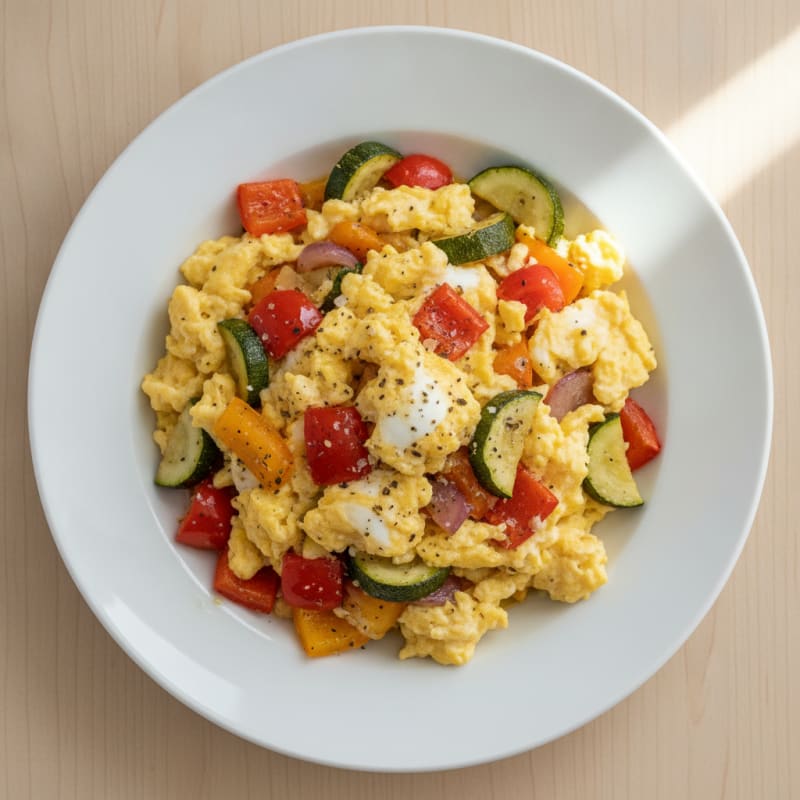 Hearty Scrambled Eggs with Roasted Vegetables
