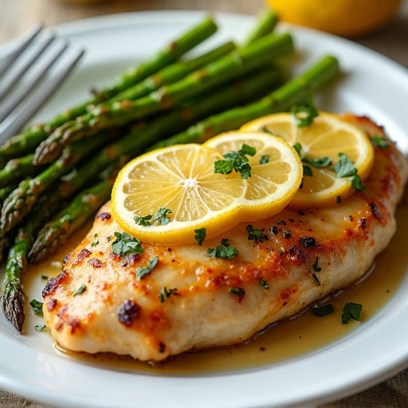 Crispy Lemon-Herb Roasted Chicken with Tender Roasted Asparagus