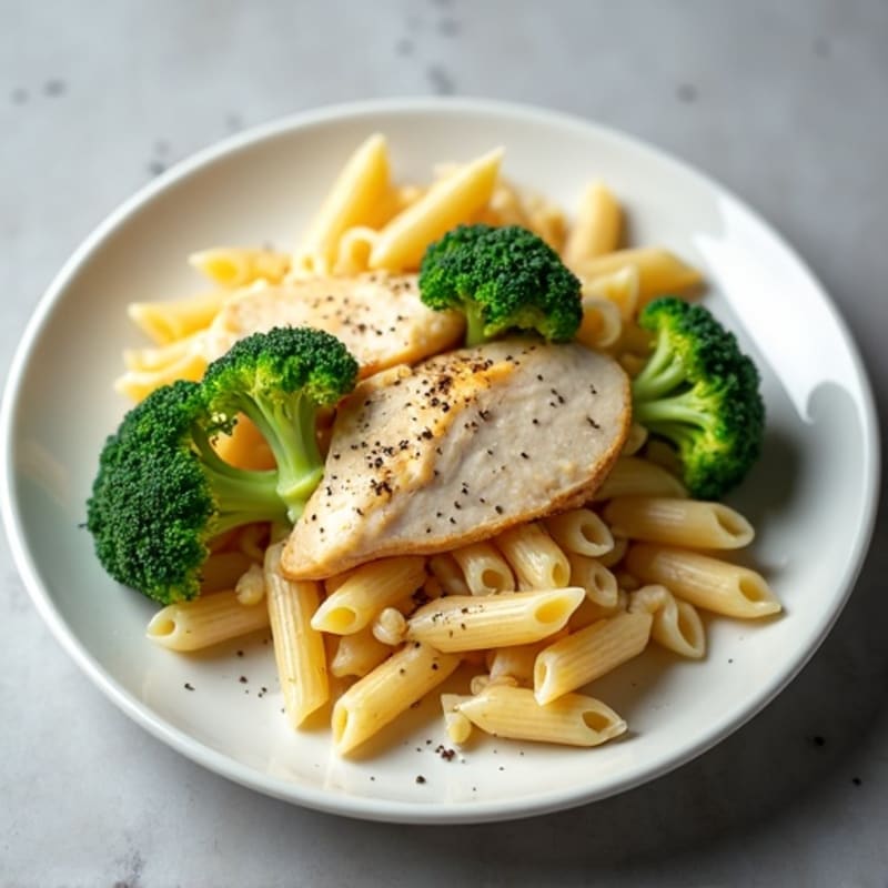 Healthy Creamy Chicken Alfredo Pasta with Broccoli