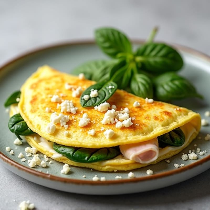 Egg White Omelette with Spinach and Turkey Breast