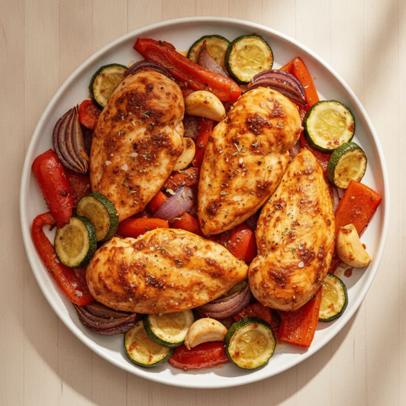 Spicy Harissa Chicken with Roasted Vegetables