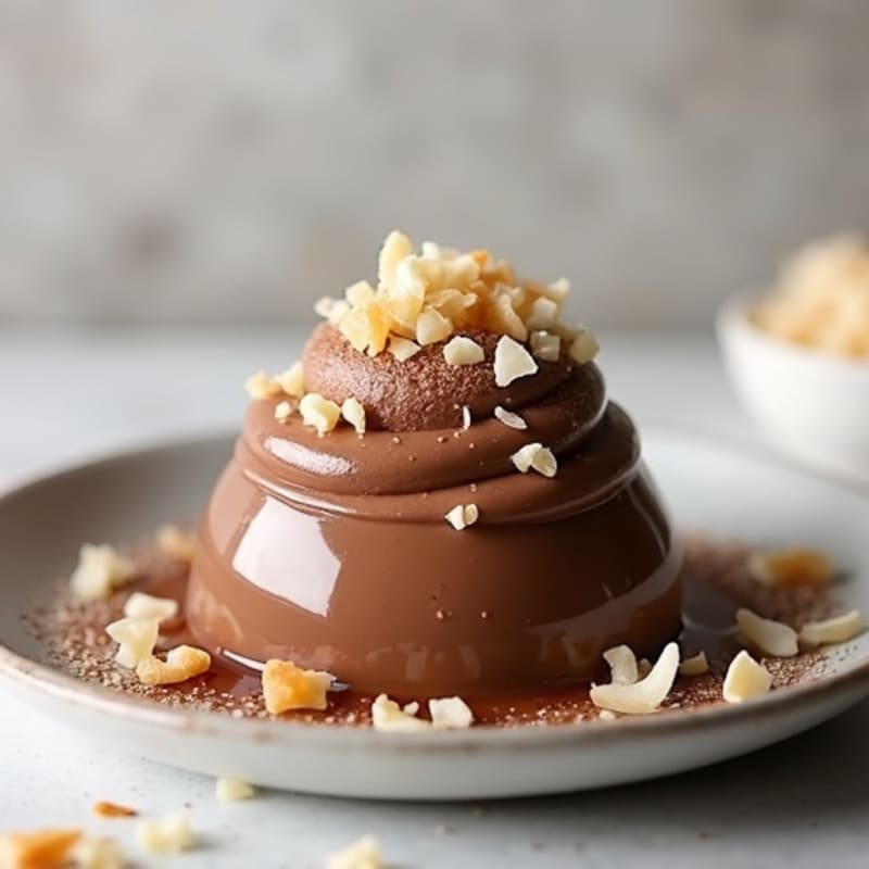 Silky Protein Chocolate Pudding with Toasted Coconut