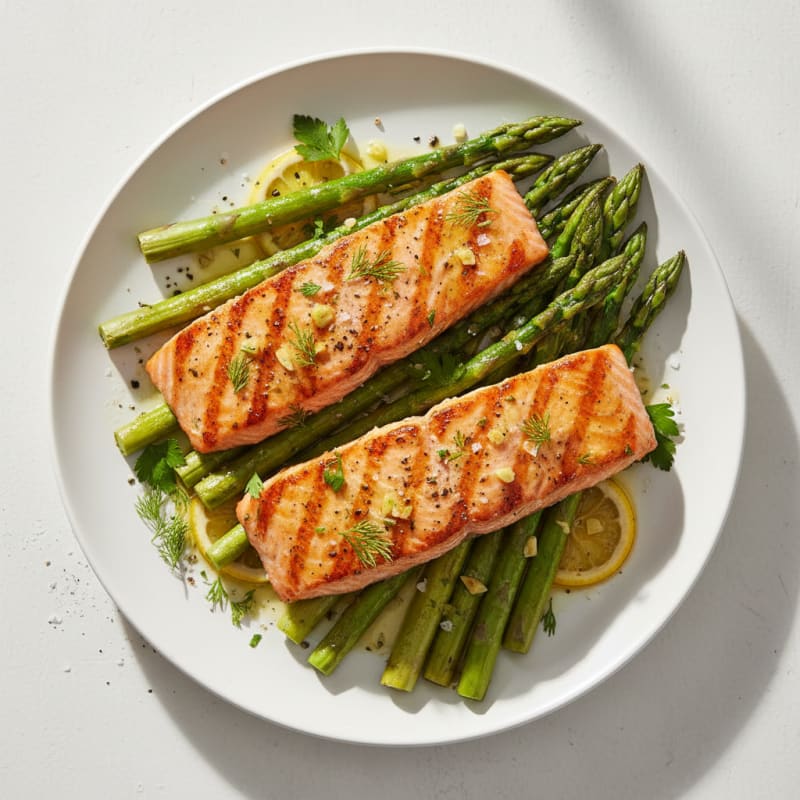 Lemon Herb Grilled Salmon with Asparagus