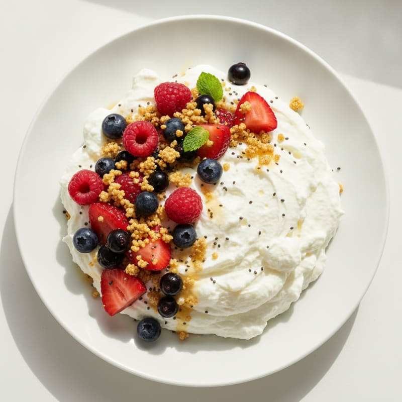 Silky Greek Yogurt Protein Mousse with Mixed Berries