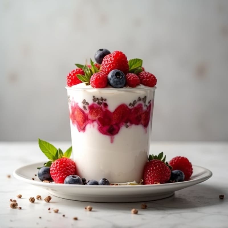 Silky Protein Yogurt Parfait with Berries and Chia