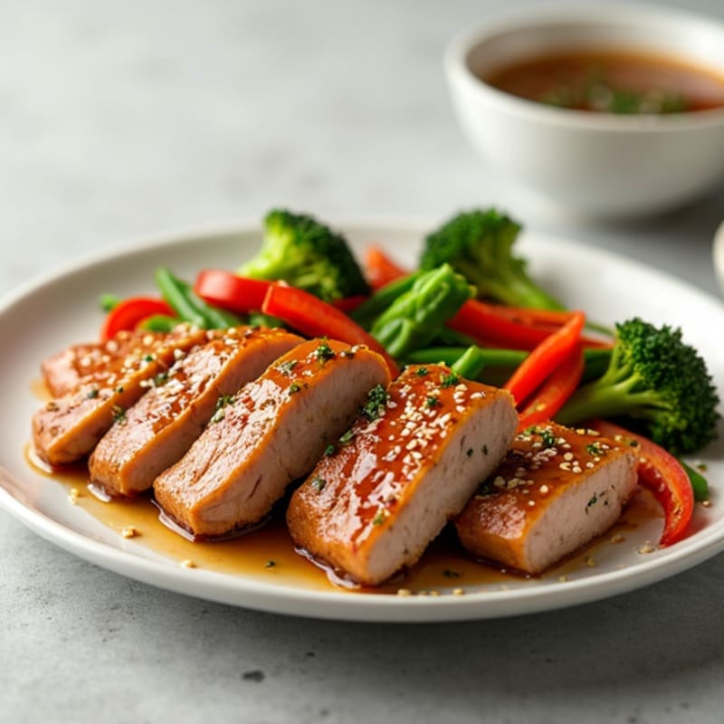 Honey-Garlic Glazed Pork Tenderloin with Sesame Vegetables