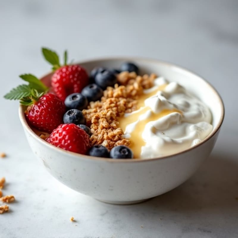 Creamy Greek Yogurt Protein Bowl with Mixed Berries and Almond Butter