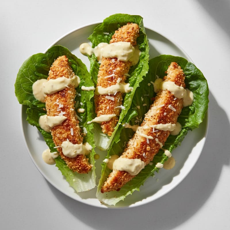 Crispy Caesar Chicken Lettuce Wraps
