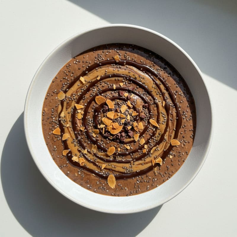 Protein Chocolate Shake with Almond Butter and Chia Seeds