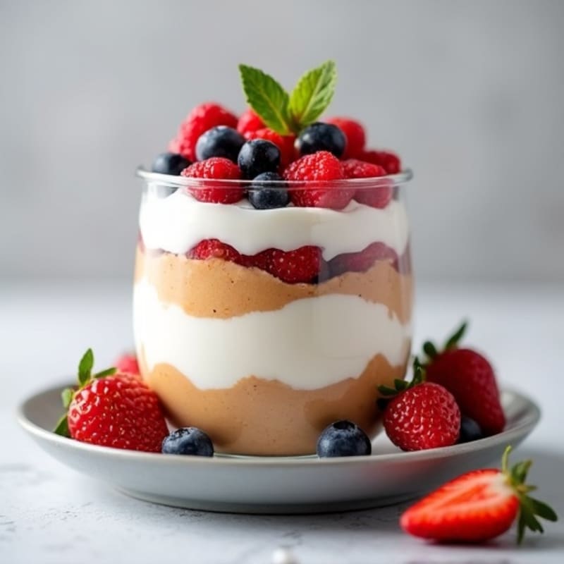 Greek Yogurt Protein Parfait with Almond Butter and Berries