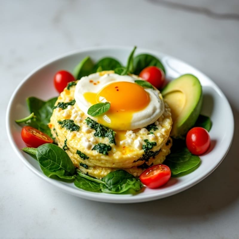 Egg White and Spinach Scramble with Cottage Cheese and Cherry Tomatoes