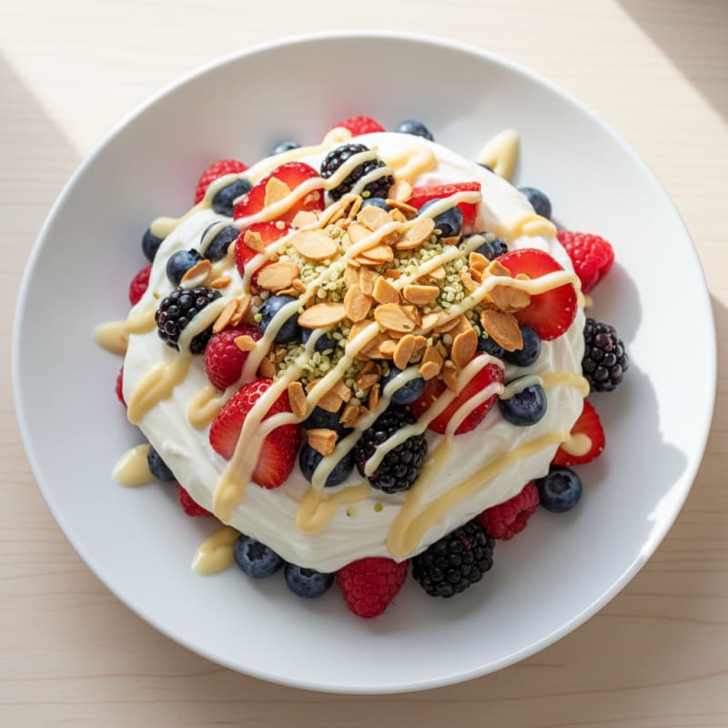 Creamy Vanilla Greek Yogurt Protein Parfait with Mixed Berries