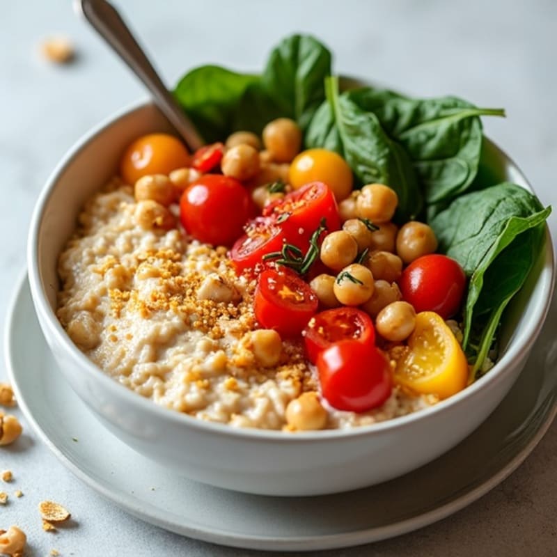 Creamy Savory Vegan Oatmeal with Roasted Vegetables