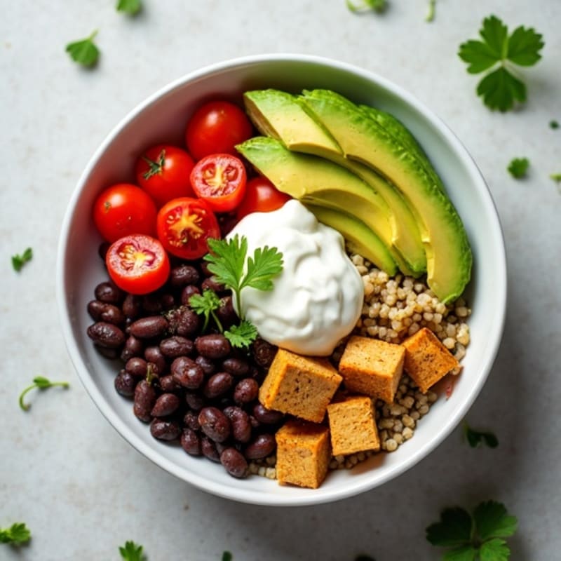 Spicy Black Bean Quinoa Bowl with Lime Avocado