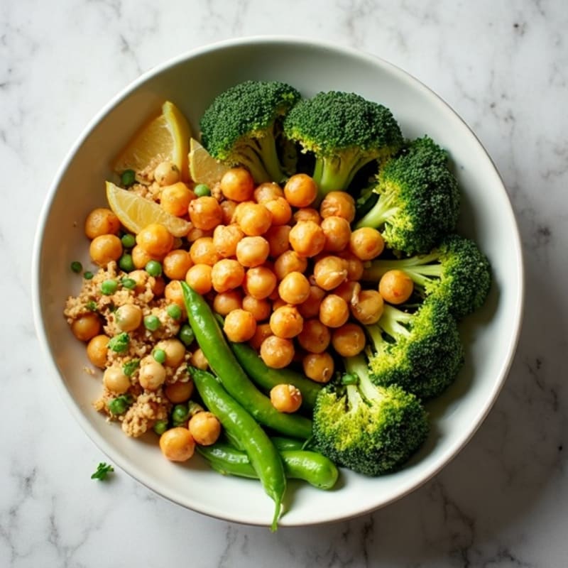 Crispy Chickpea and Roasted Broccoli Bowl with Lemon-Tahini Dressing