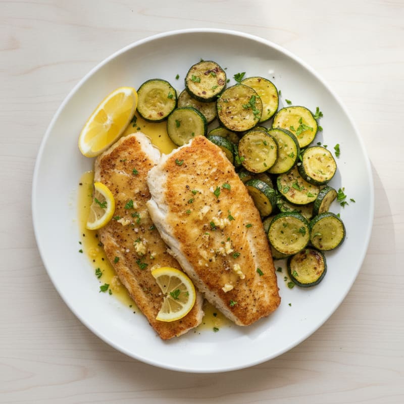 Pan-Seared Tilapia with Lemon-Herb Zucchini