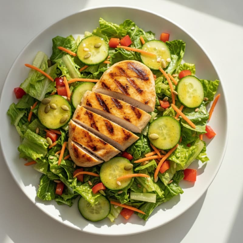 Grilled Chicken Breast with Crunchy Vegetable Salad