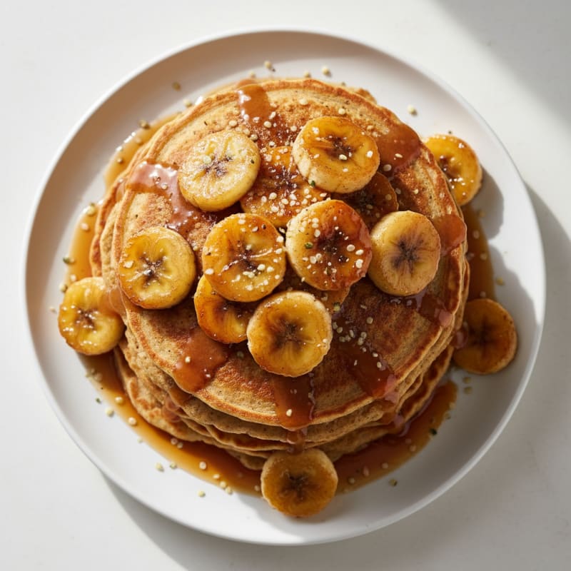 Golden Caramelized Banana Pancakes