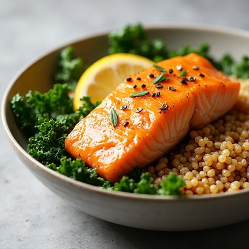 Citrus-Glazed Salmon Power Bowl with Crispy Kale
