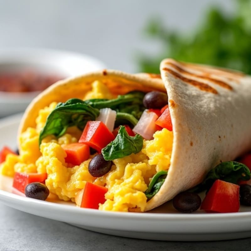 High-Protein Scrambled Egg and Black Bean Breakfast Burrito