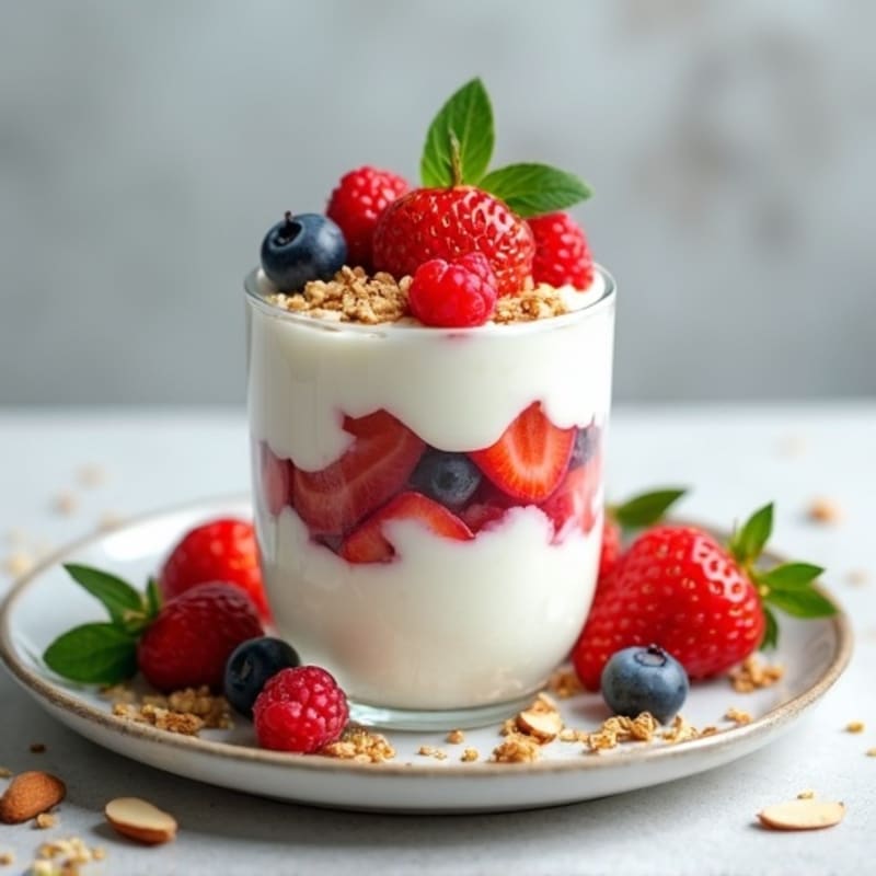 Creamy Greek Yogurt Parfait with Fresh Berries and Almonds