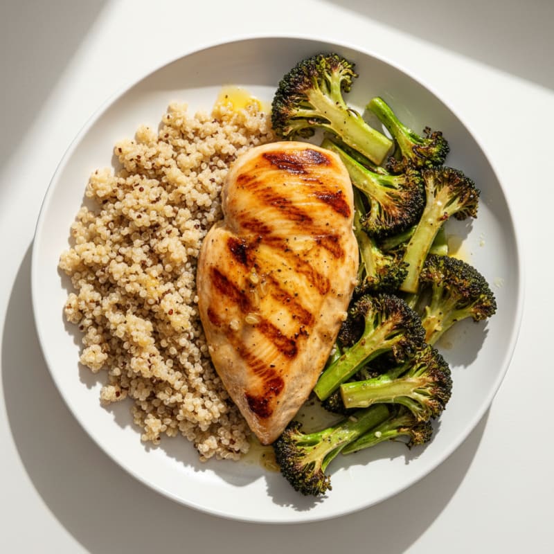 Grilled Chicken Breast with Roasted Broccoli and Quinoa