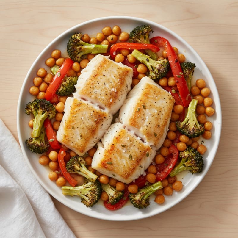 Baked Cod with Roasted Vegetables