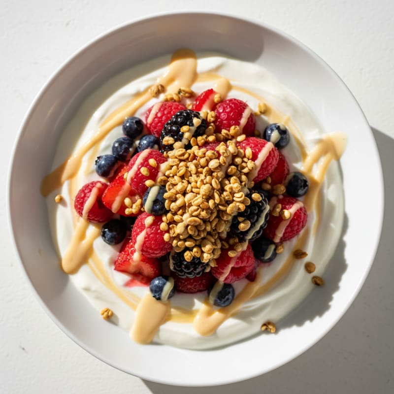 Creamy Greek Yogurt Bowl with Mixed Berries and Protein Crunch