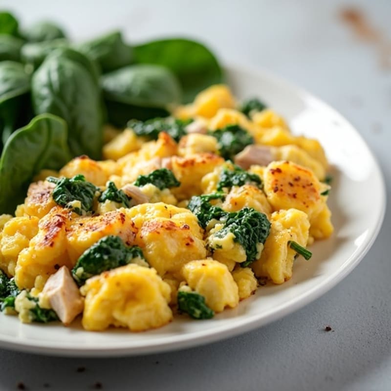 Egg White Scramble with Spinach and Turkey Breast