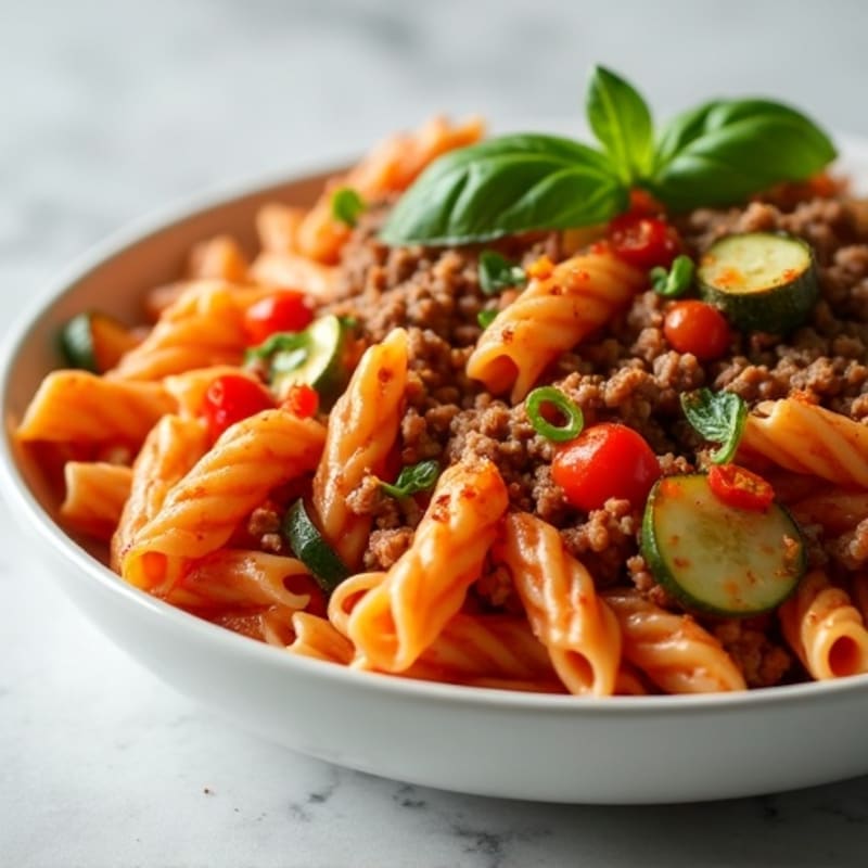 Hearty Baked Ziti with Lean Ground Beef and Roasted Vegetables