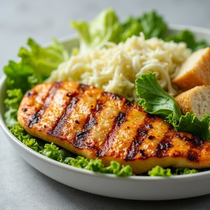 Grilled Chicken Caesar Salad with Crispy Romaine