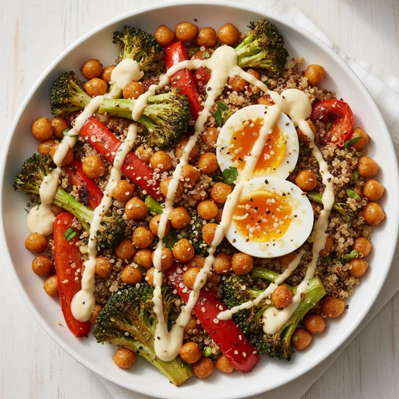 Roasted Vegetable and Chickpea Grain Bowl