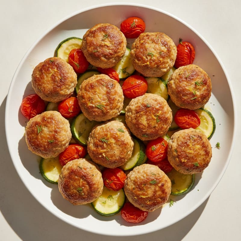 Lemon Dill Meatballs with Roasted Tomatoes